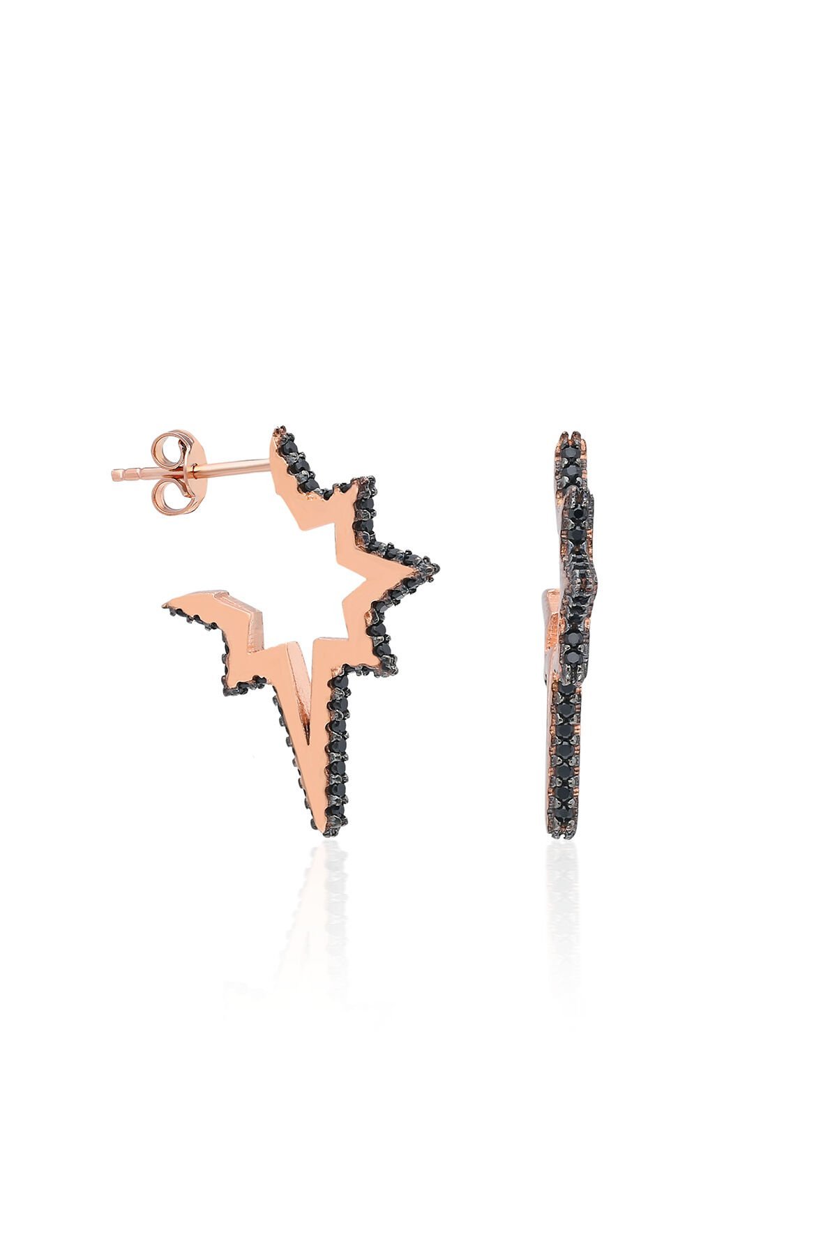 Kutup Yıldızı Siyah Küpe - Rose