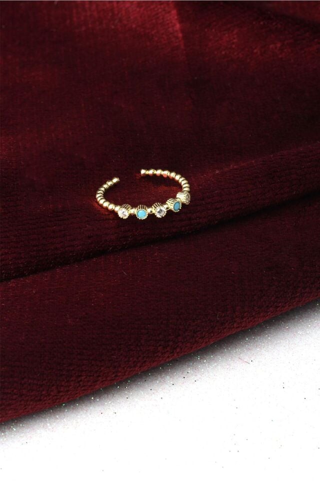 Ayarlanabilir Yüzük Mavi Beyaz Zirkon Taşlı 925 Ayar Gümüş Yüzük