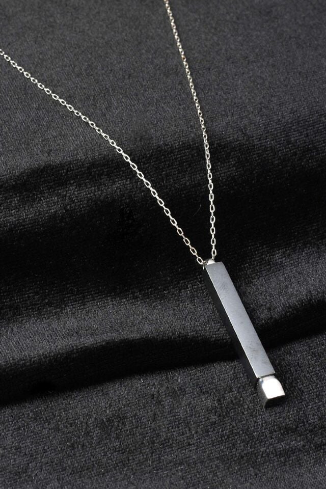 Çubuk Kolye Bar Erkek Zincir Model 925 Ayar Gümüş Kolye