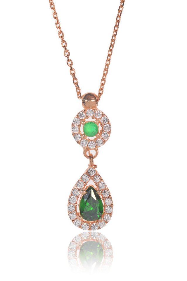 Küçük Zümrütlü Kolye - Rose