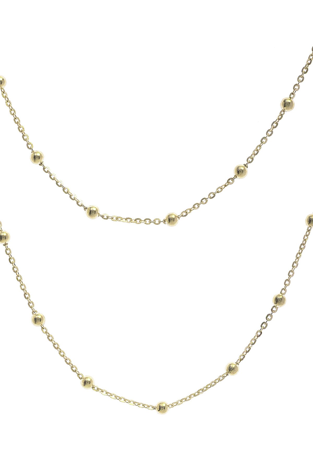 İnce Toplu Kolye - Sarı Altın