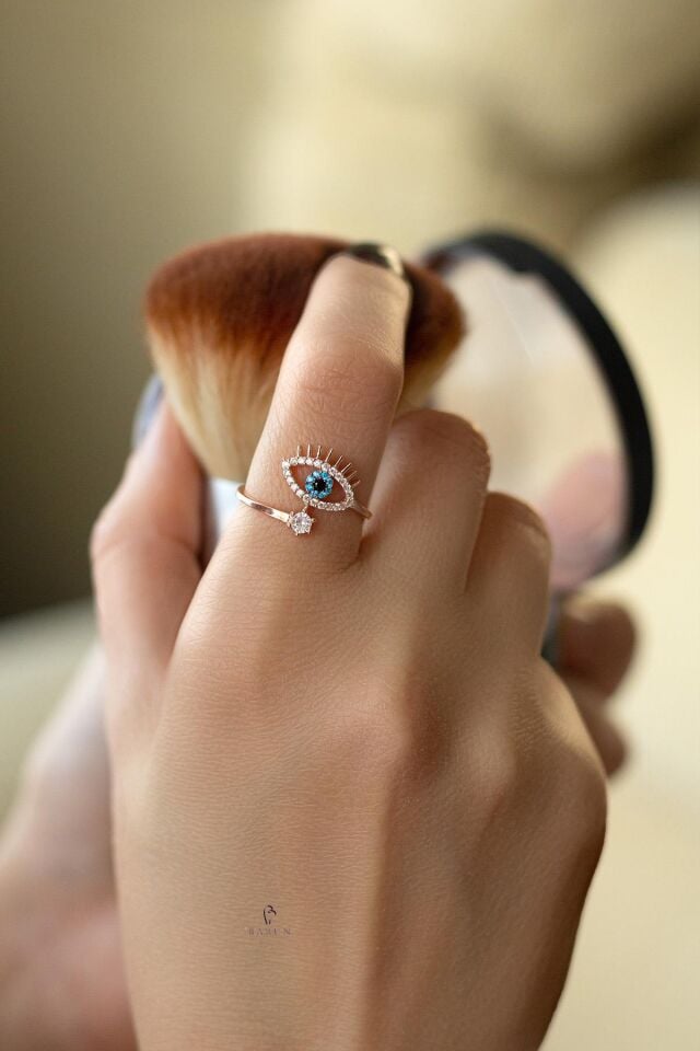 Nazar Göz Gümüş Yüzük-Rose