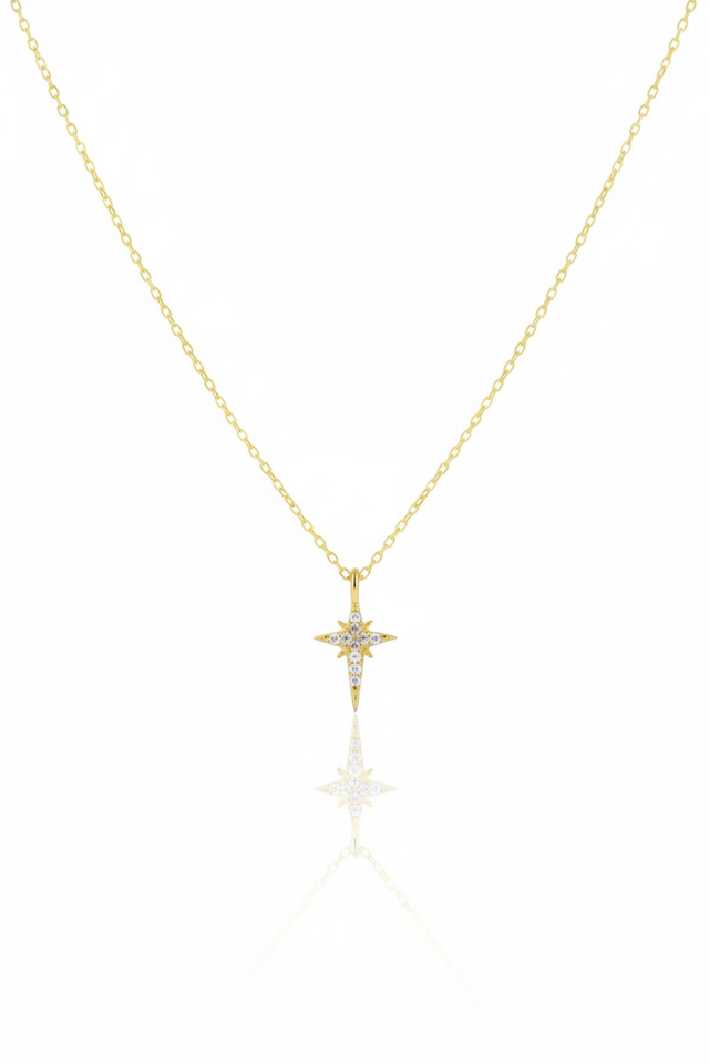 Kutup Yıldızı Gümüş Kolye-Rose