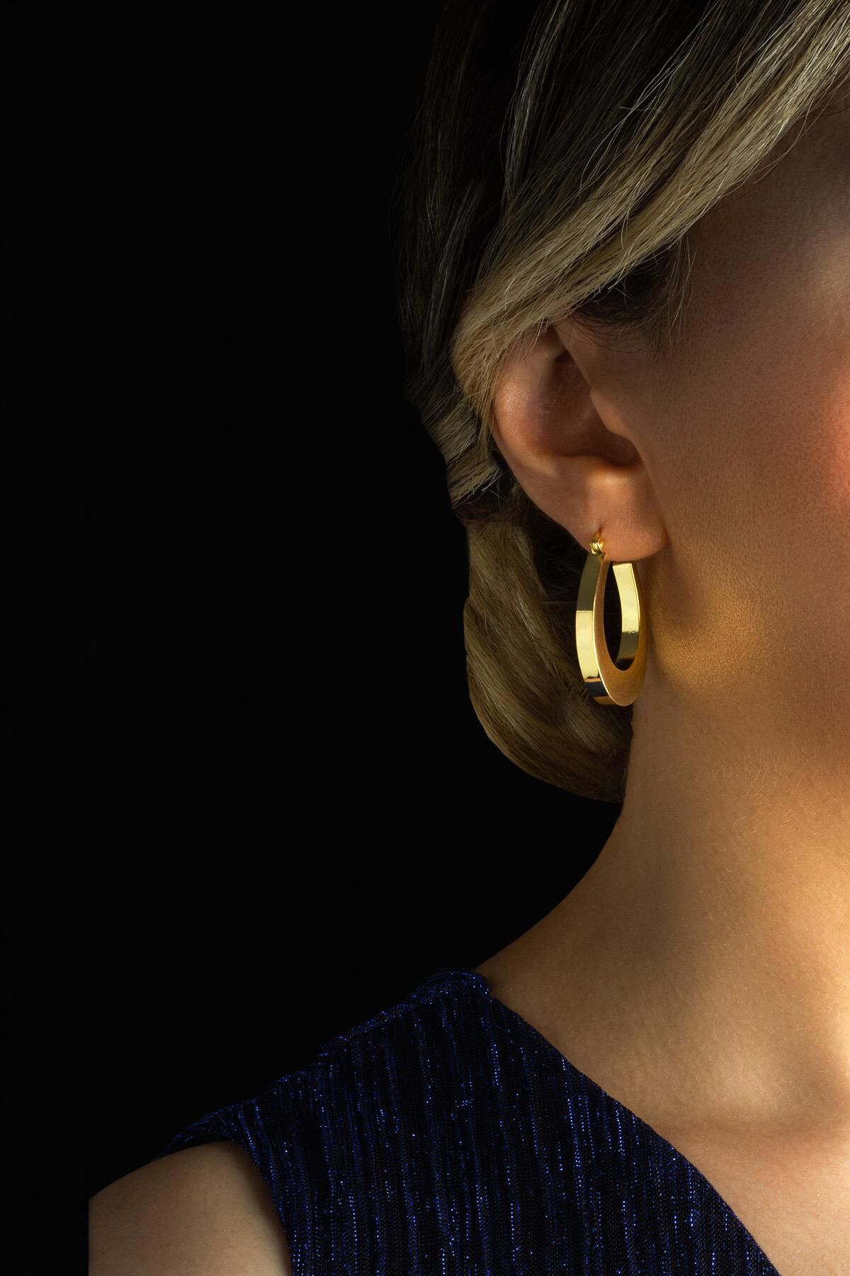 Oval Halka Küpe - Sarı KP-0269