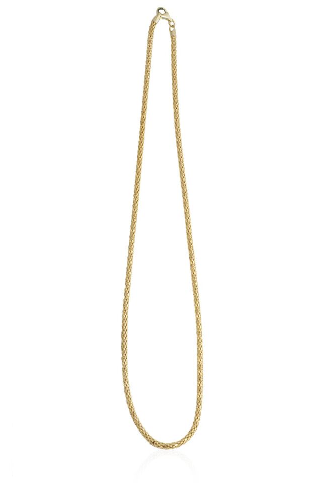 Işıltılı Burgu Burma Model İtalyan Stil Kalın 925 Ayar Zincir Gümüş Kolye - Sarı