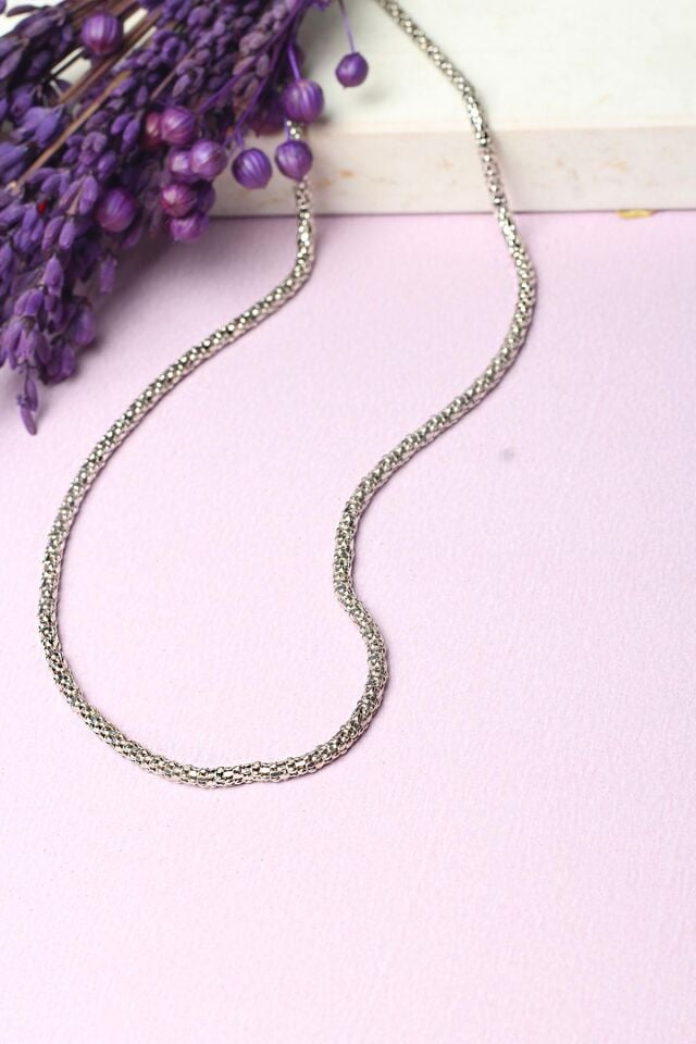 Işıltılı Burgu Burma Model İtalyan Stil Kalın 925 Ayar Zincir Gümüş Kolye - Sarı