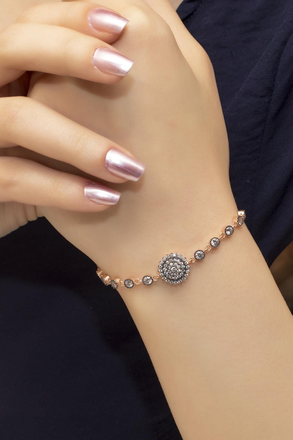 Yuvarlak Elmas Bileklik - Rose
