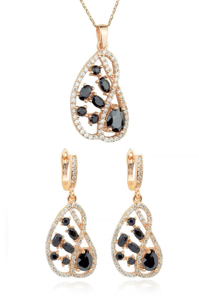 Onixli Gümüş Set - Rose