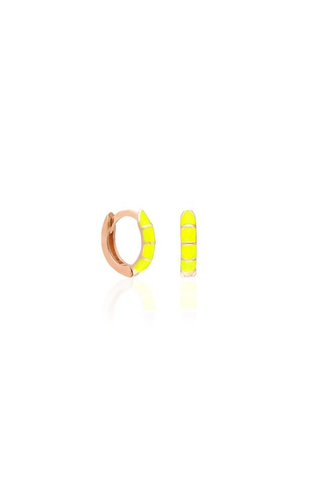 Yeşil Neon Mineli Oval Gümüş Küpe-Rose