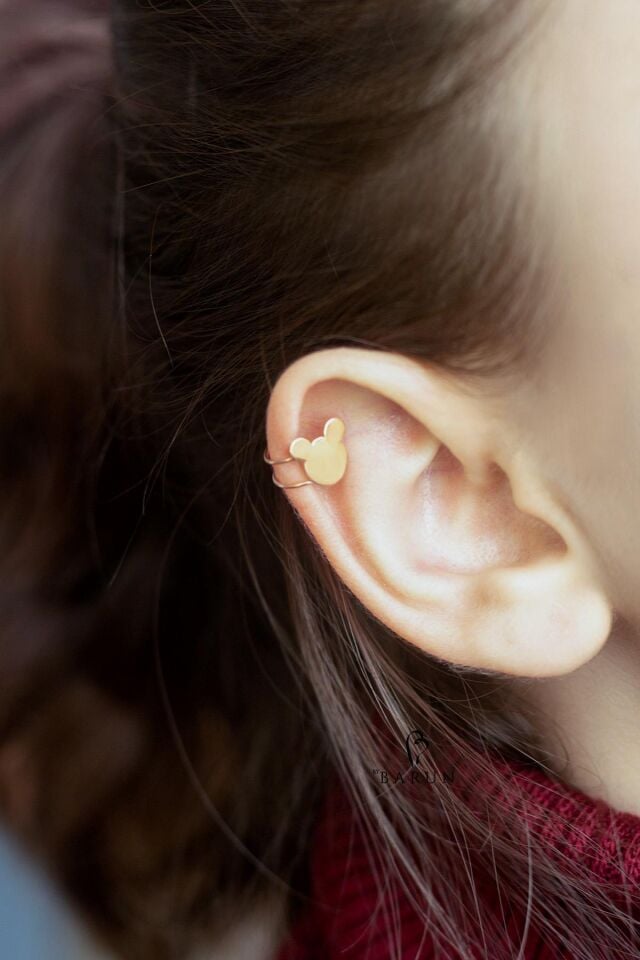 Gümüş Kıkırdak Küpe-ROSE