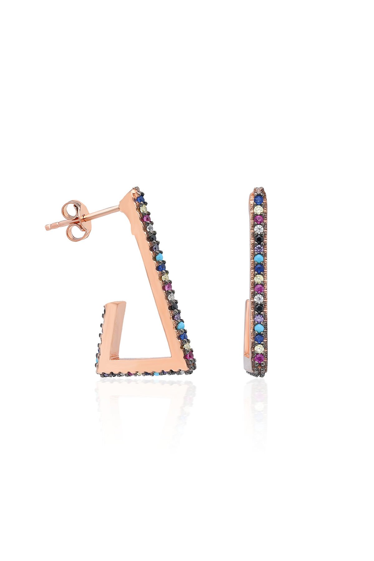 Üçgen Renkli Küpe - Rose