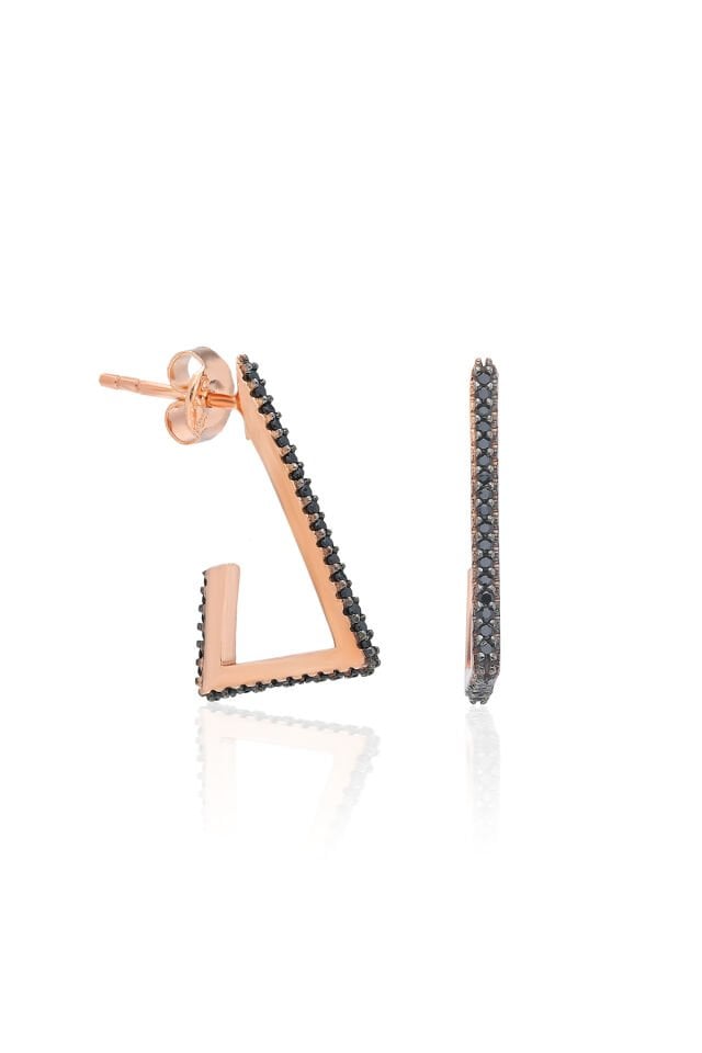 Üçgen Siyah Küpe  - Rose