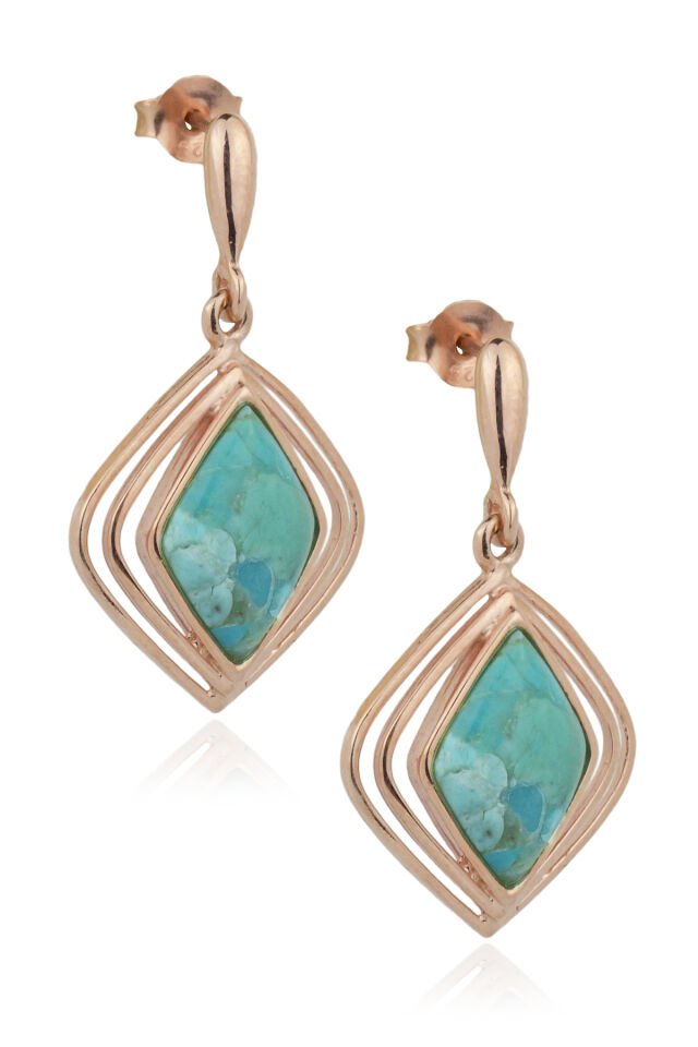 Firuze Çapraz Küpe - Rose