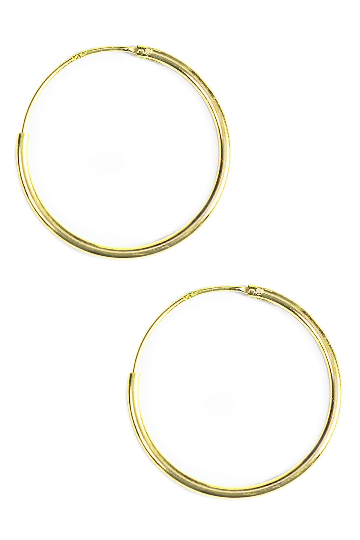 3cm Çap Yuvarlak Gümüş Küpe - Sarı