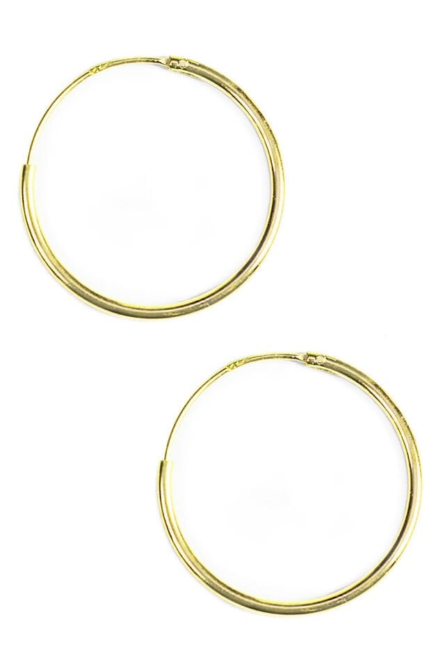 3cm Çap Yuvarlak Gümüş Küpe - Sarı