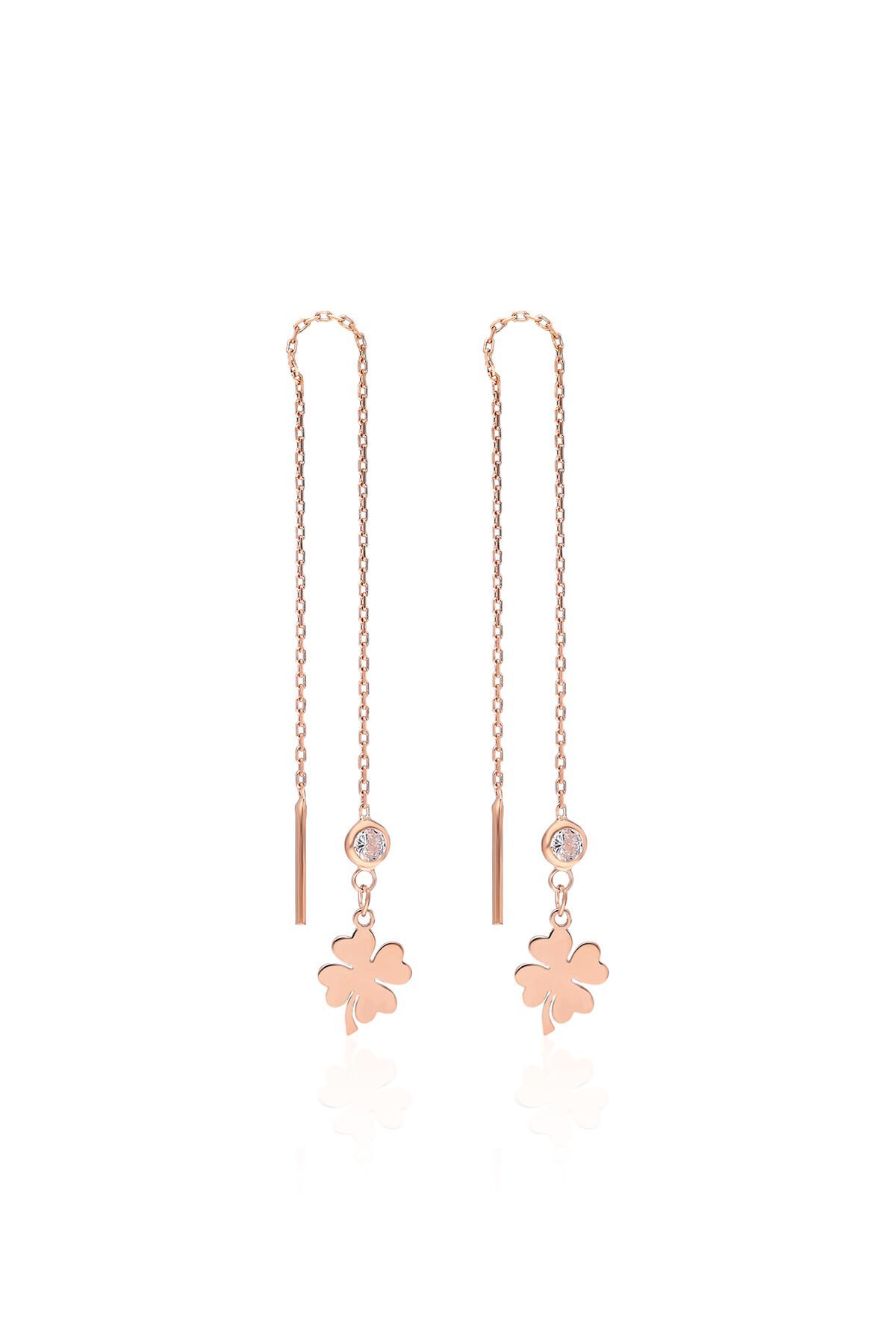 Zincirli Yonca Küpe - Rose