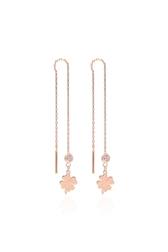 Zincirli Yonca Küpe - Rose