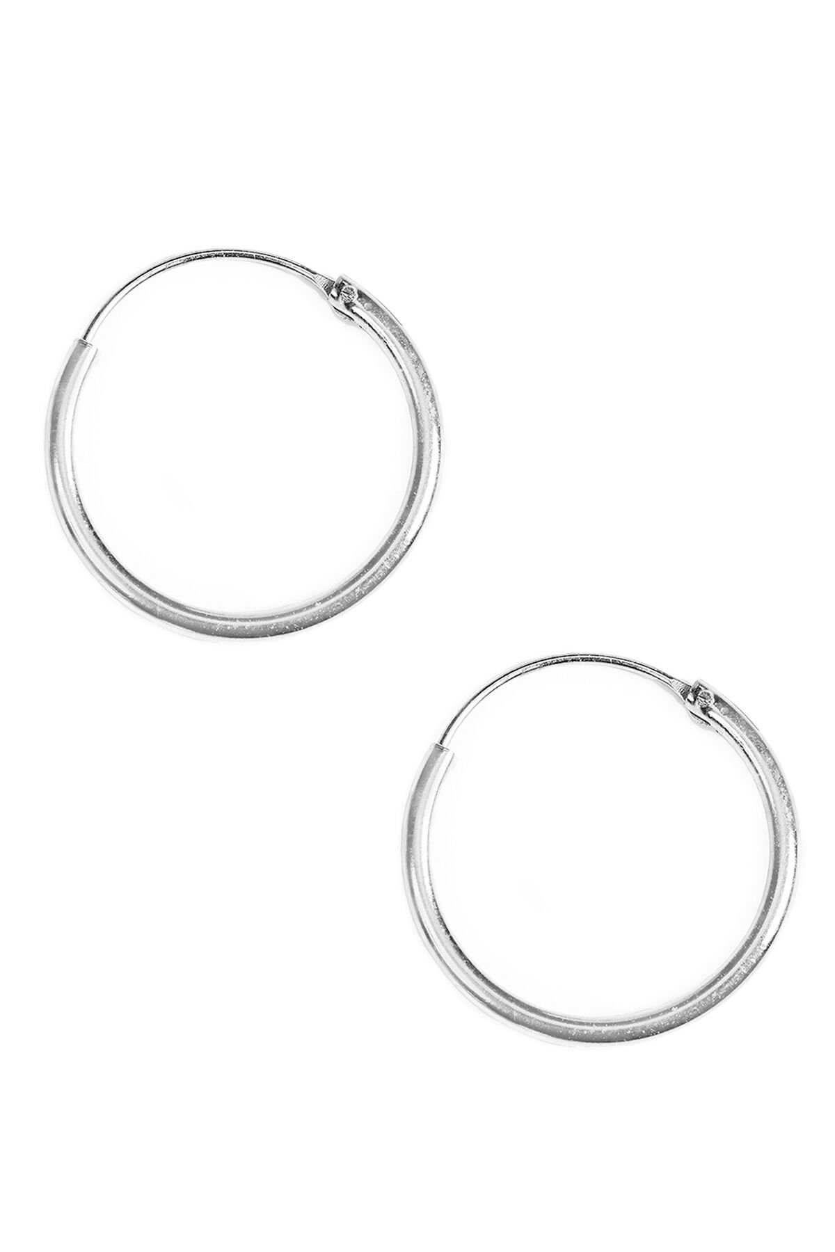 2.5 cm Çap Yuvarlak Gümüş Küpe - Gümüş Rengi