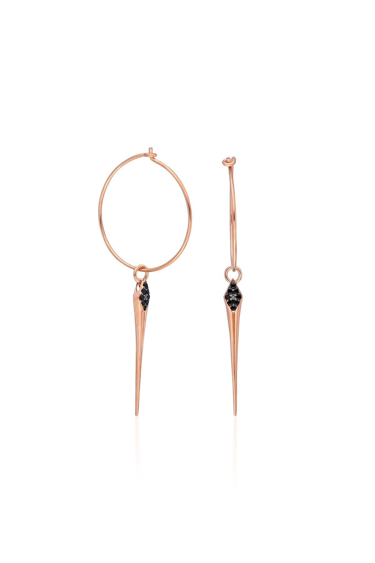 Sallantılı Taşlı Çubuk Küpe - Rose