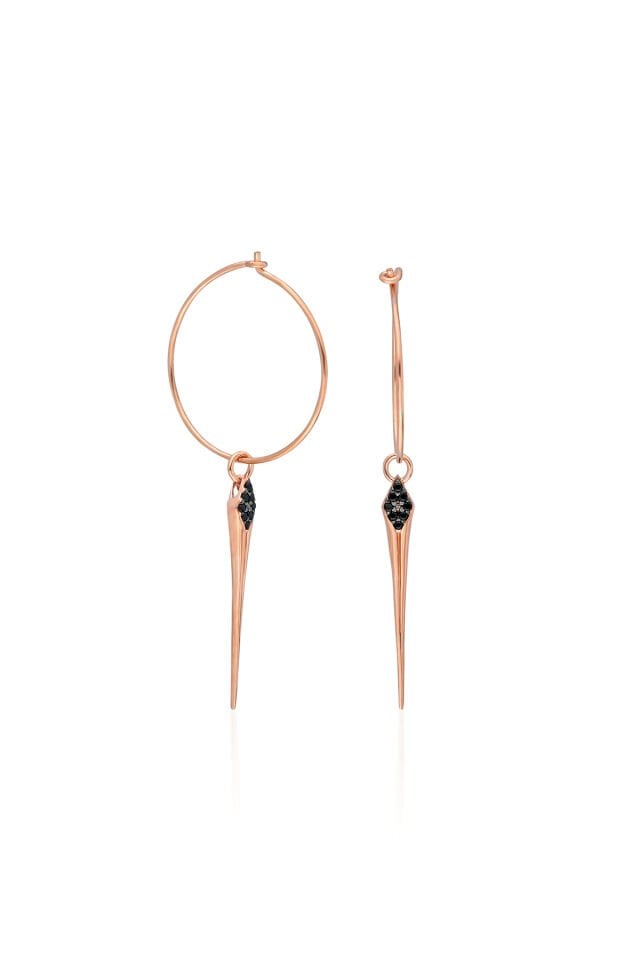 Sallantılı Taşlı Çubuk Küpe - Rose