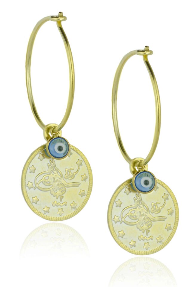 Paralı Küpe - Sarı Altın