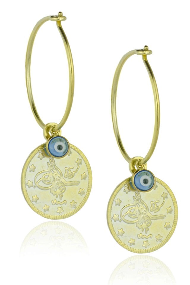 Paralı Küpe - Sarı Altın