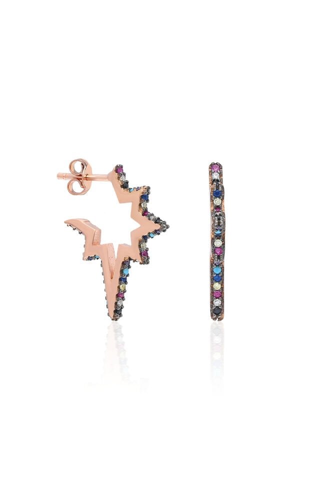 Kutup Yıldızı Renkli Küpe - Rose