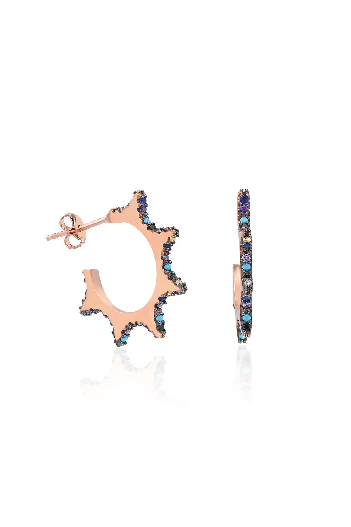 Altıgen Renkli Küpe - Rose