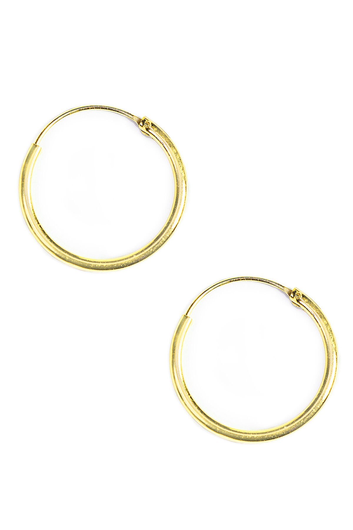 2.5 Orta Boy Gümüş Küpe - Sarı Altın