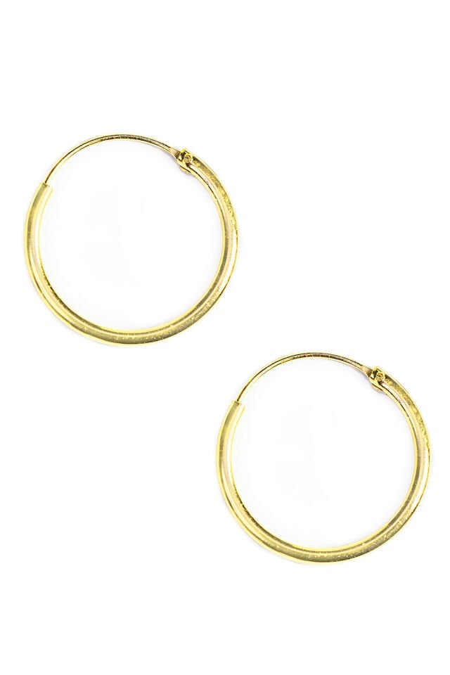 2.5 Orta Boy Gümüş Küpe - Sarı Altın