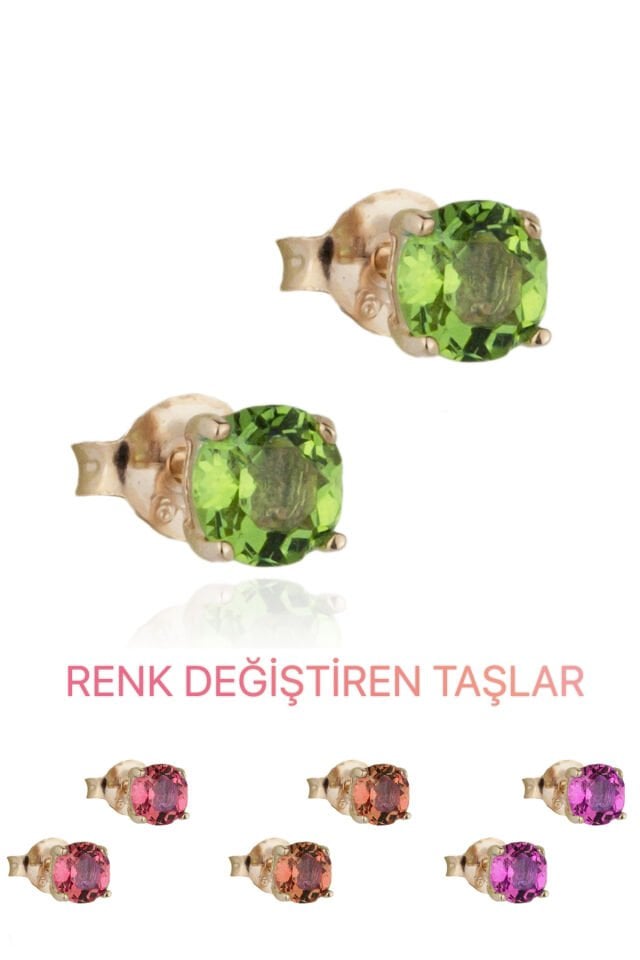 Yuvarlak Zultanit Küpe - Rose