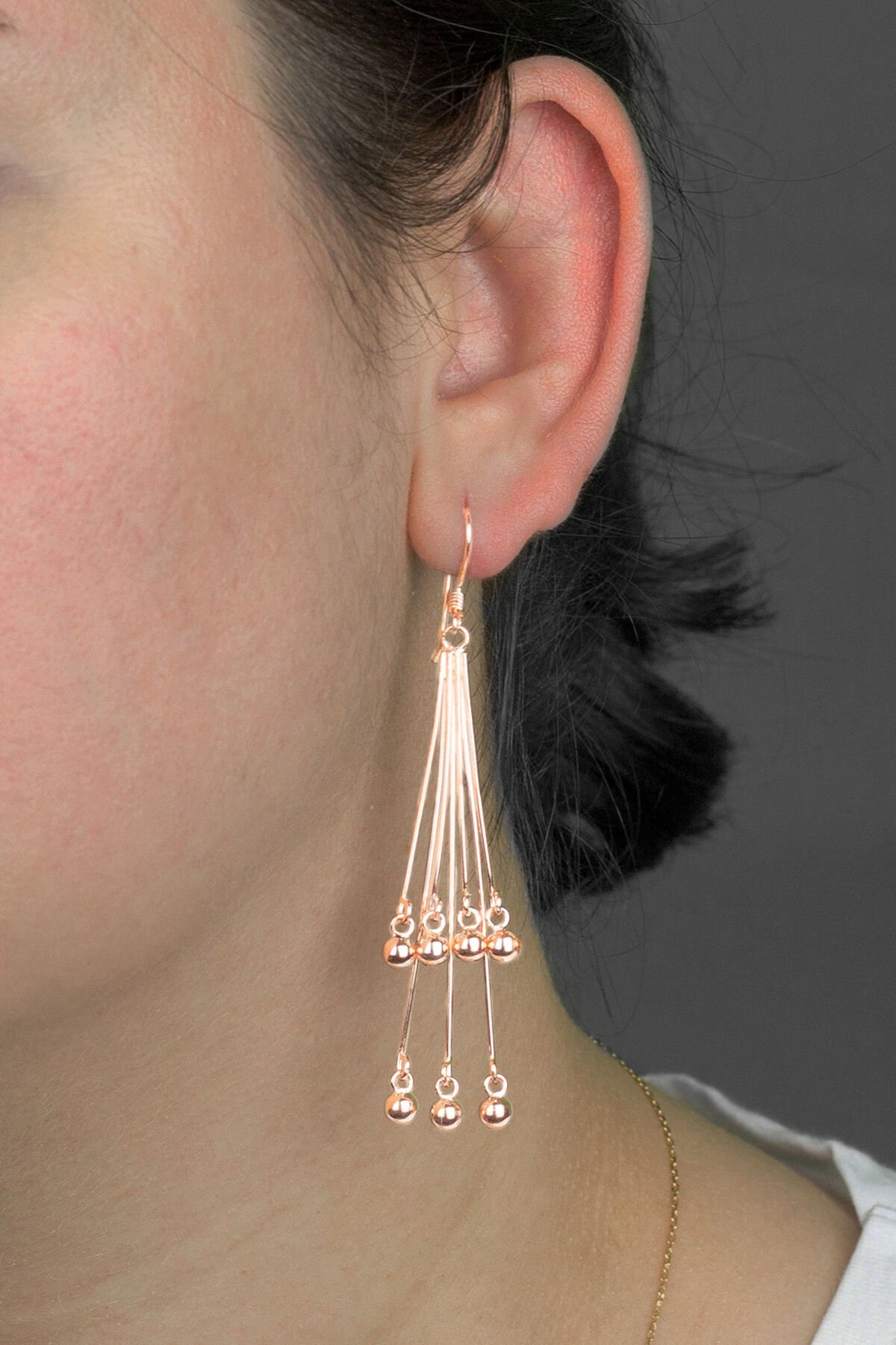 Toplu Çubuk Küpe - Rose