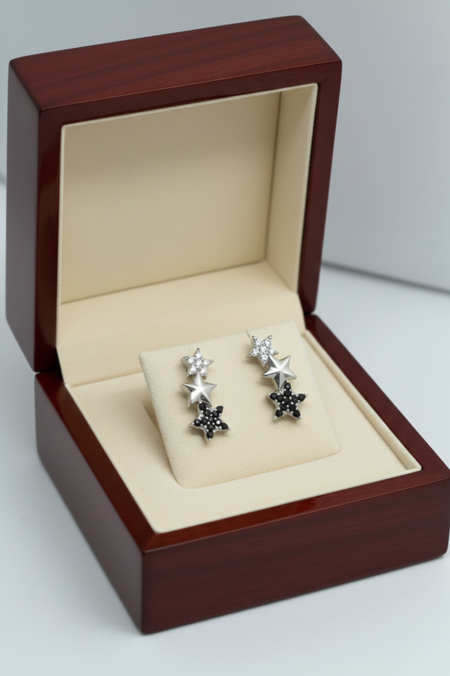 Siyah Yıldız Küpe - Rose