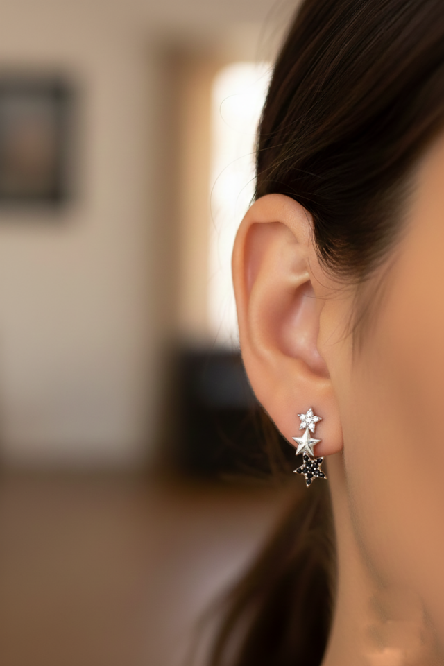 Siyah Yıldız Küpe - Rose