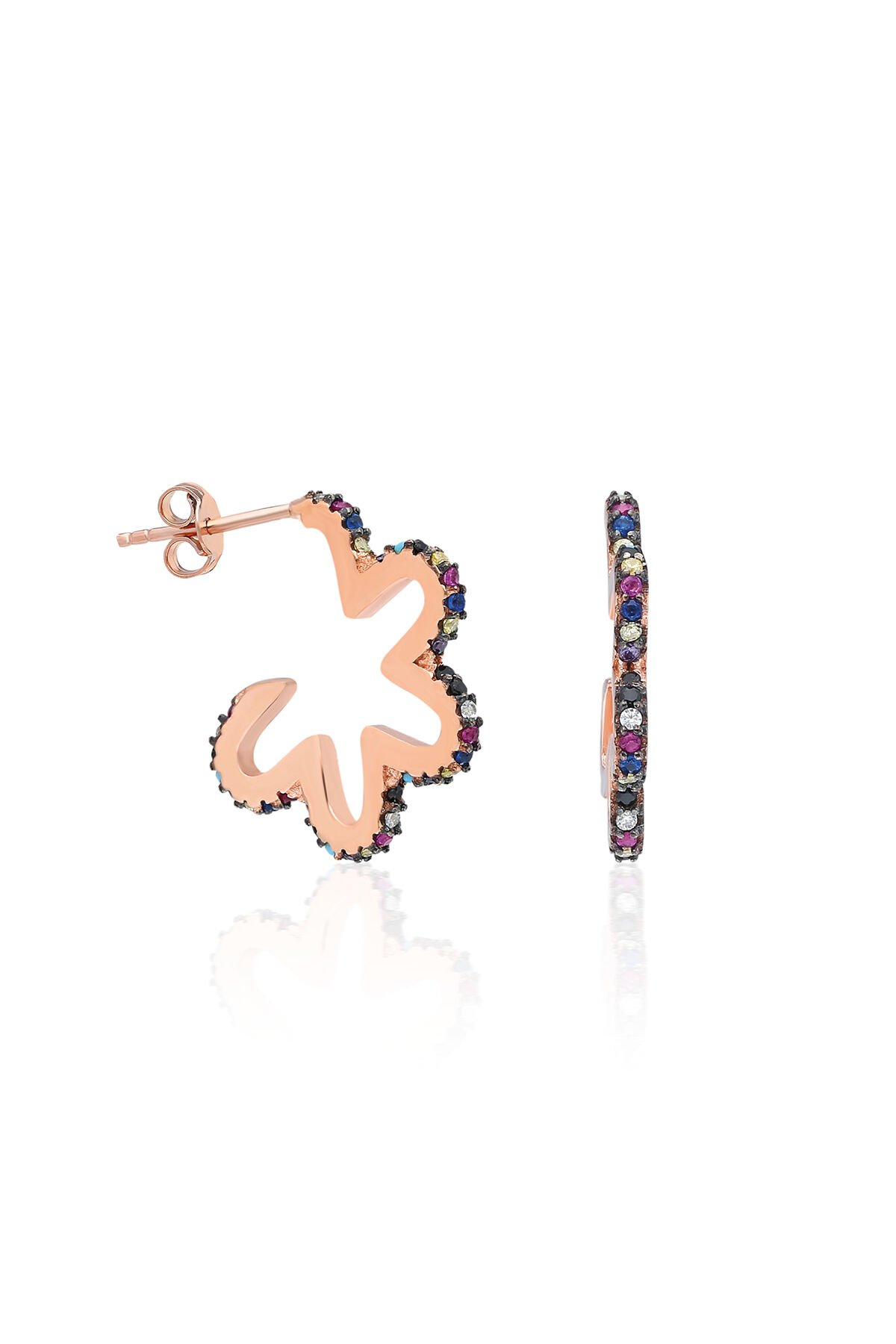 Renkli  Çiçek Küpe - Rose