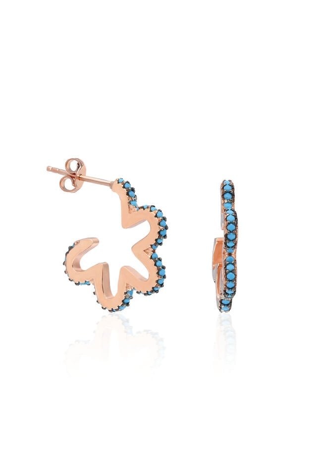 Firuze Çiçek Küpe - Rose