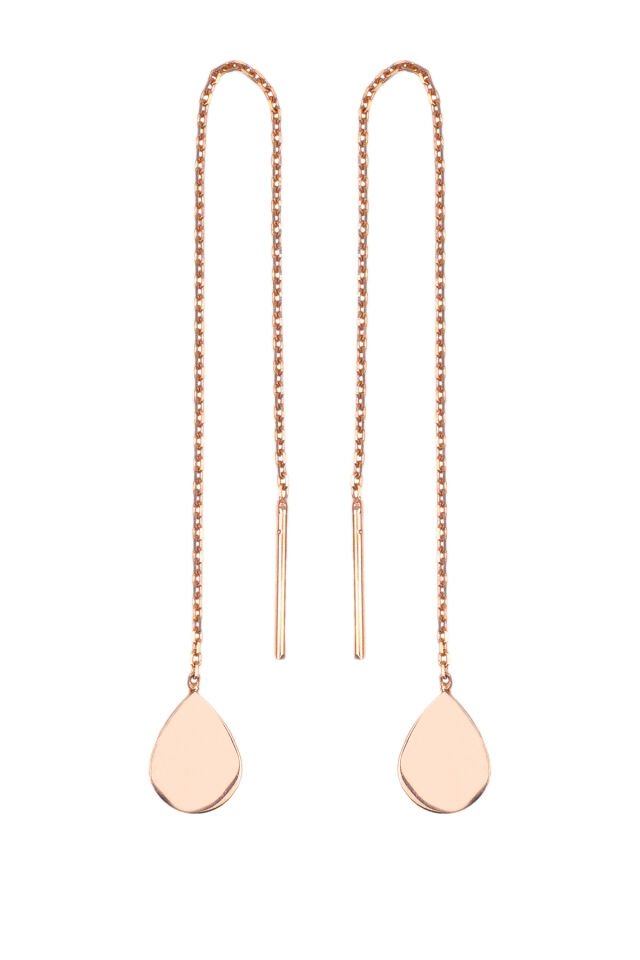 Zincirli Damla Küpe - Rose