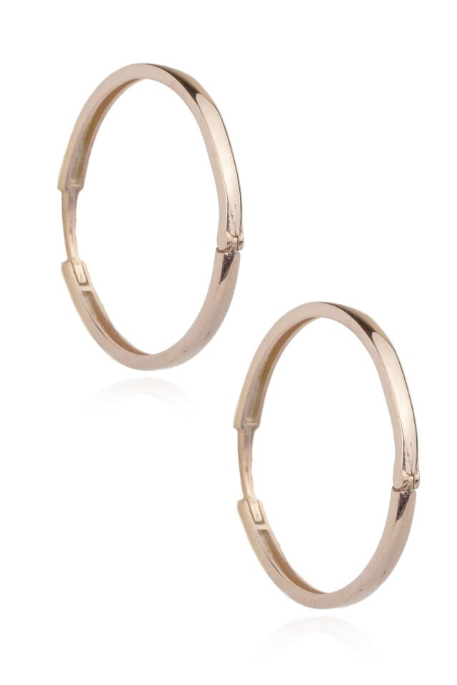 Büyük Boy Halka Küpe - Rose Gümüş