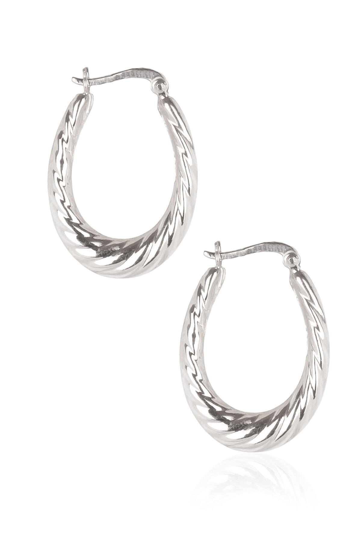 Oval Burma Küpe - Gümüş Rengi