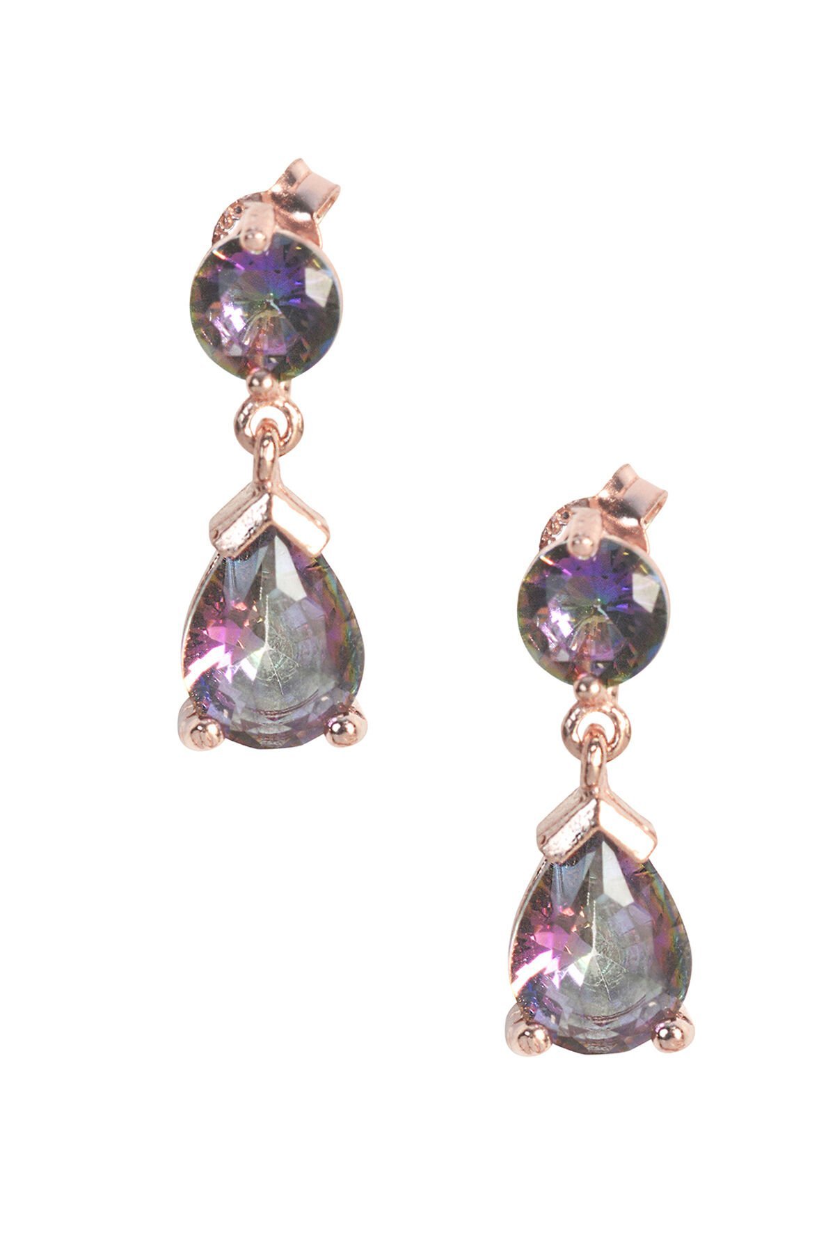 Emperyıl Topaz Damla Küpe - Rose