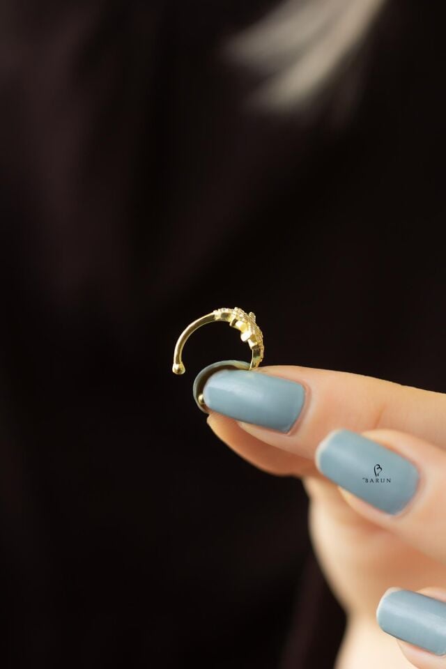 Kuzey Yıldızı Taşlı Yuvarlak Sarı 925 Ayar Gümüş Kıkırdak Küpe Earcuff