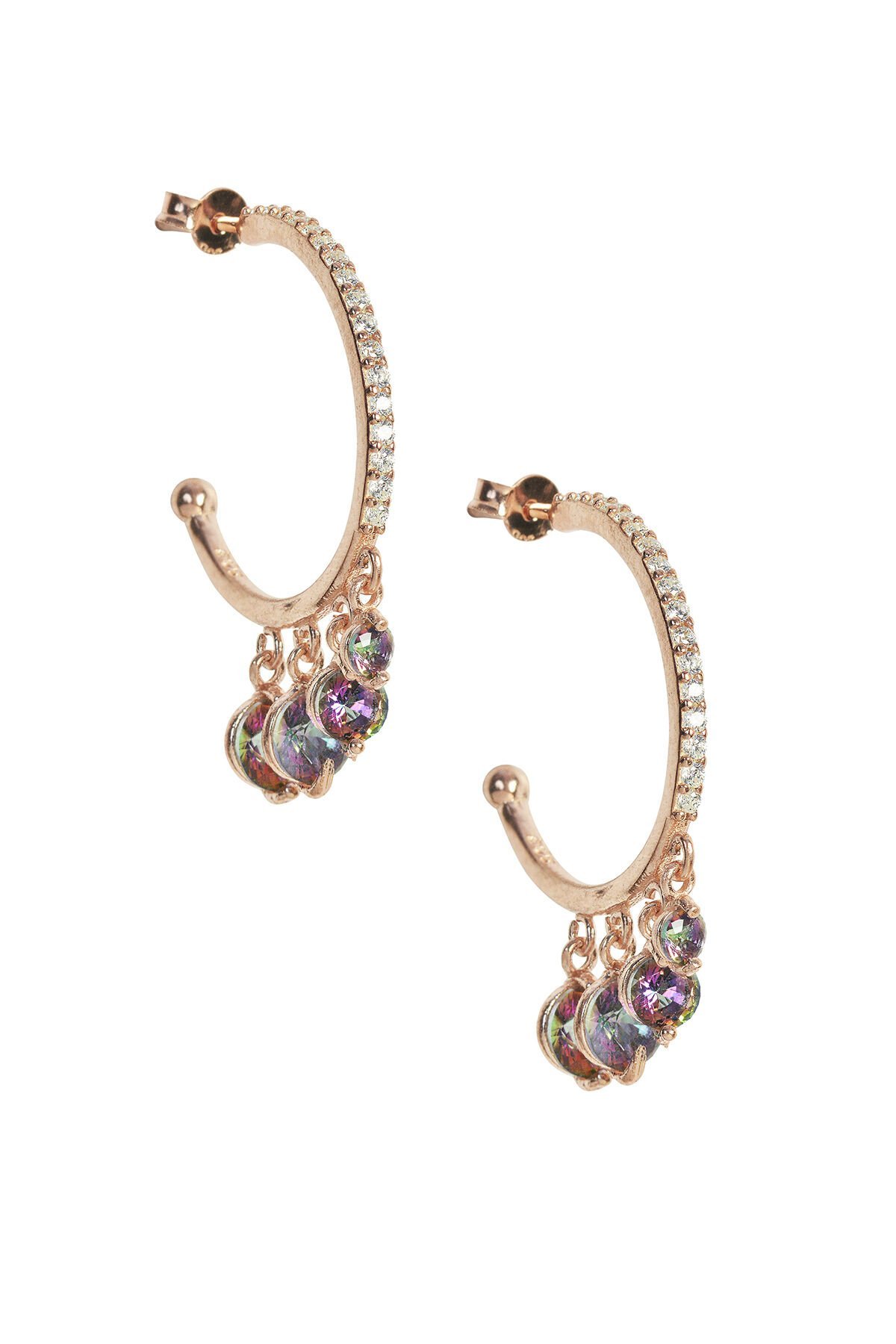 Emperyıl Topaz Küpe - Rose Gümüş