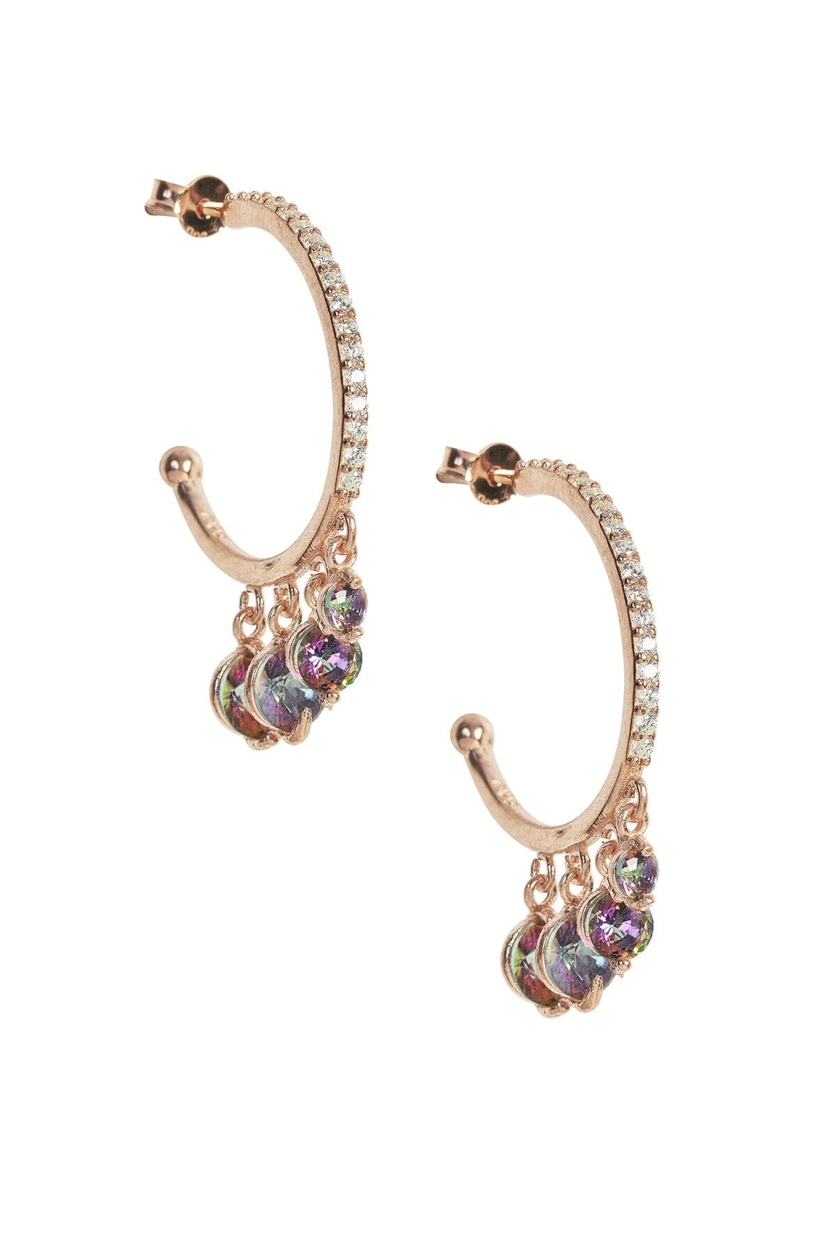 Emperyıl Topaz Küpe - Rose Gümüş