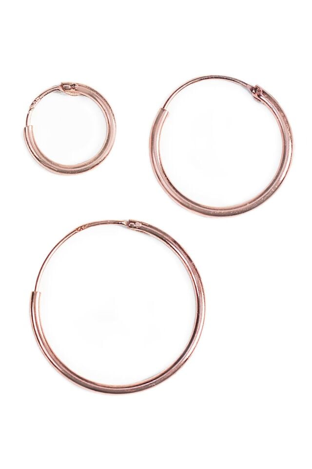 Üçü Bir Arada Üçlü Halka Küpe - Rose