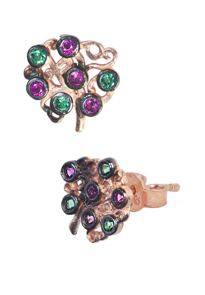 Renkli Çicek Küpe - Rose