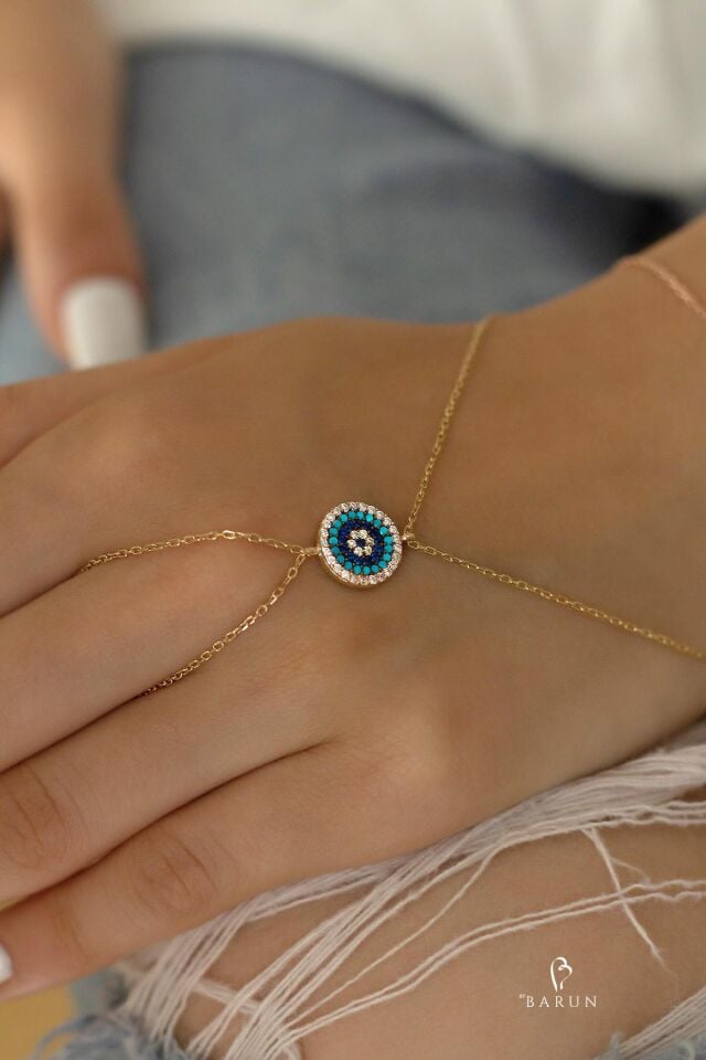 Göz Nazar Yuvarlak 925 Ayar Taşlı Gümüş Şahmeran