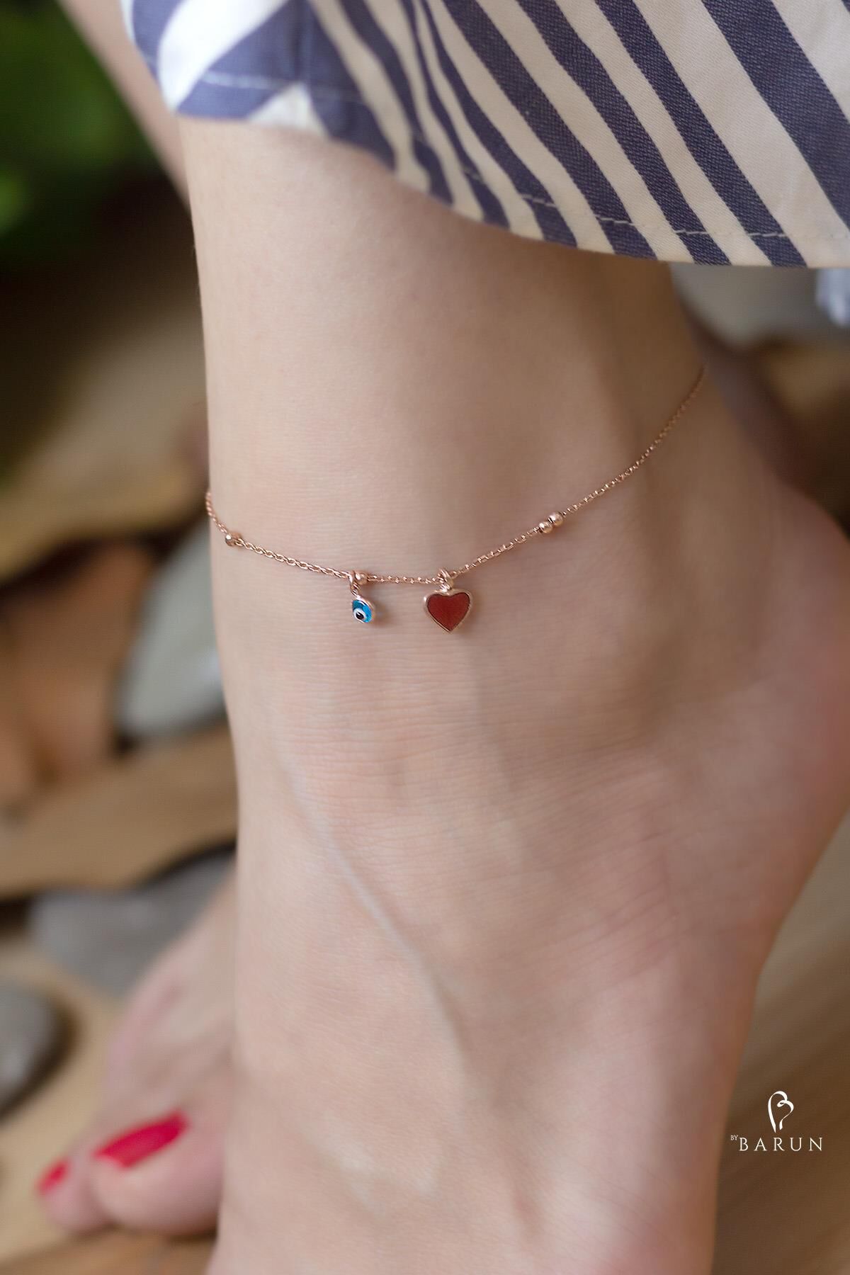 Kalp Model Neon Renk Mine 925 Ayar Gümüş Halhal