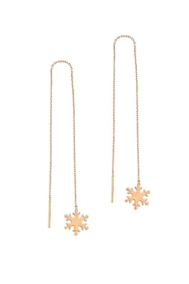 Zincirli Kar Tanesi Küpe - Rose