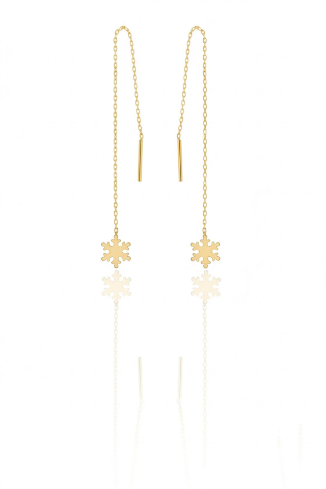 Zincirli Kar Tanesi Küpe - Rose