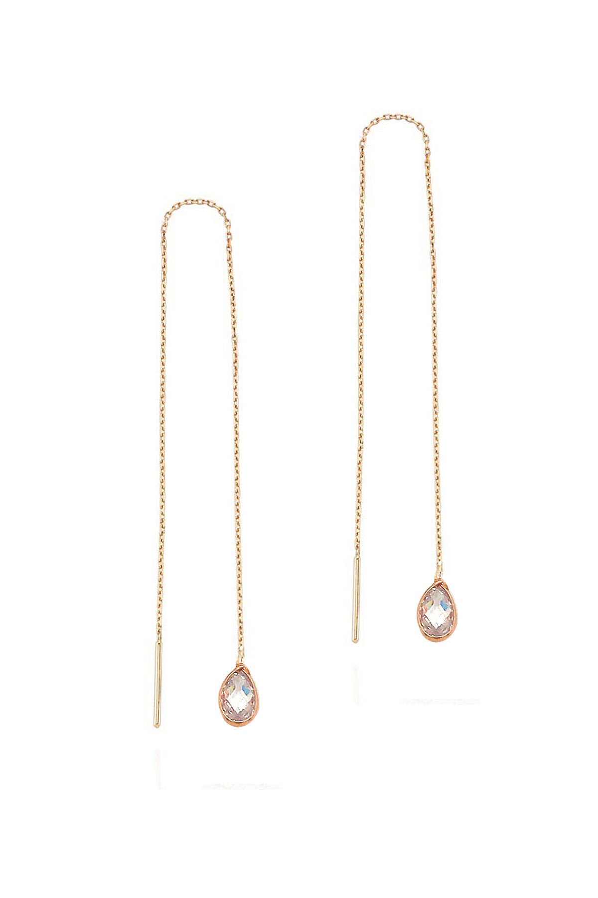 Fasetli Damla Küpe - Rose